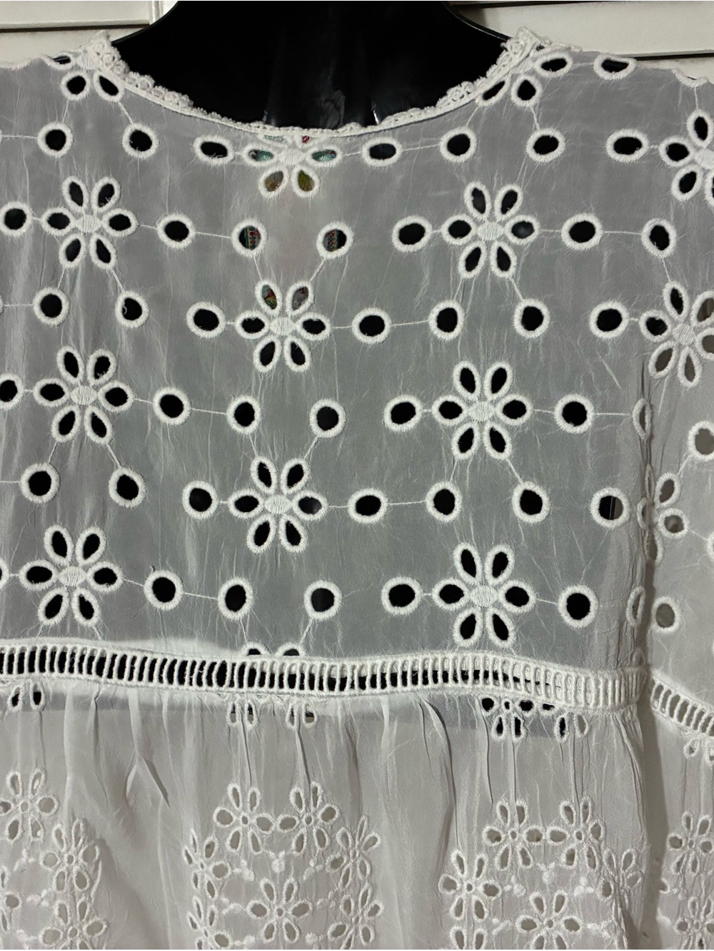 Johnny Was Lg Embroidered Cotton eyelet Tunic Top - Picture 5 of 7